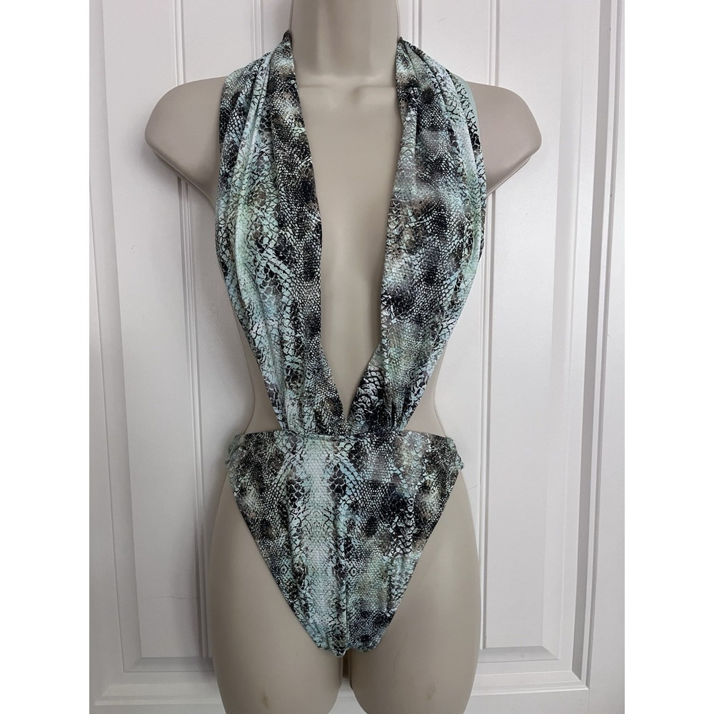 New! Victoria's Secret Snakeskin Halter Wrap Monokini XS One Piece Swimsuit 572